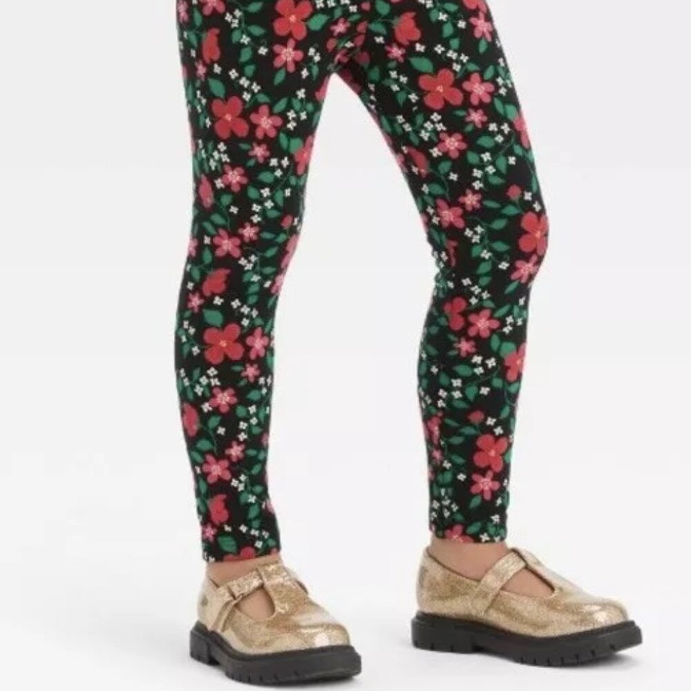Cat & Jack™ Black Toddler Girls' Floral Leggings Size 18M